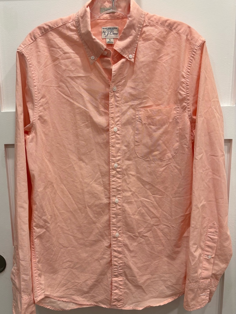 J. Crew Men's Light Peach Lightweight Button-Down Shirt w/ Cooling Fabric